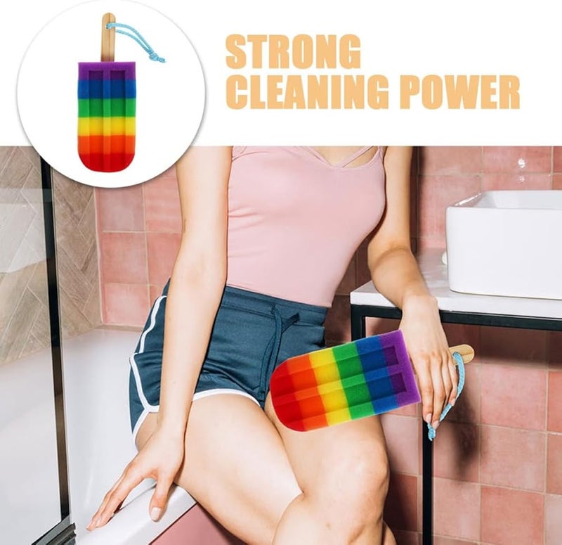 Nolitoy Ice Cream Shaped Exfoliating Body Sprubber 2 Pack Soft Bath Sponge For Dead Skin Removal - Image 3